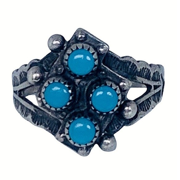 Native American 925 Sterling Silver Blue Turquoise Ring Sz 5 Sleeping Beauty - Picture 2 of 14